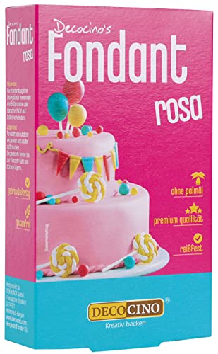 DECOCINO Fondant Rose - 250 g - idéal pour décorer les gâteaux, les tartes, les cupcakes - Sans huile de palme...