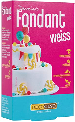 DECOCINO Fondant blanc - 250 g - idéal pour décorer les gâteaux, les tartes, les cupcakes -...