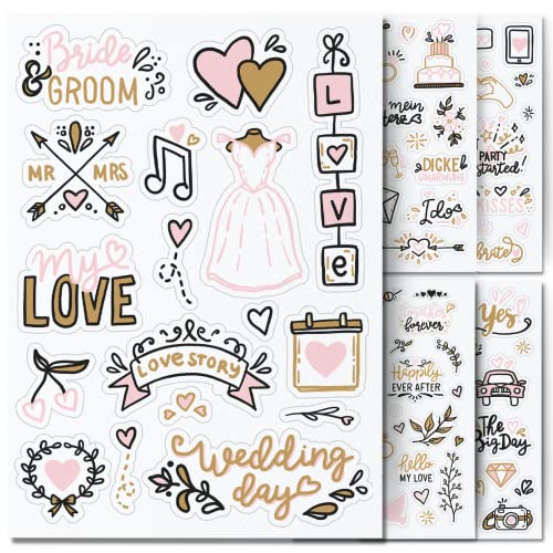 Stickers Livre d'or de mariage par snaPmee - Autocollants transparents - Stickers de mariage avec 133 motifs -...