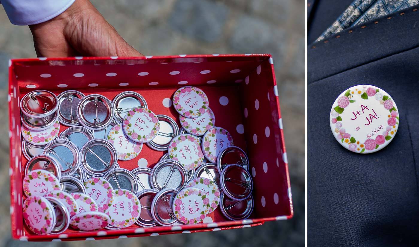 Badges pour les invités du mariage